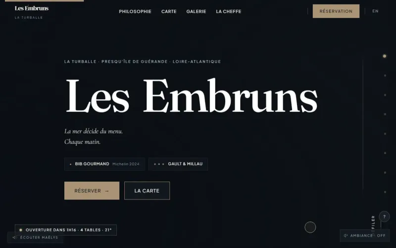 Restaurant Les Embruns — concept site restaurant · gastronomique