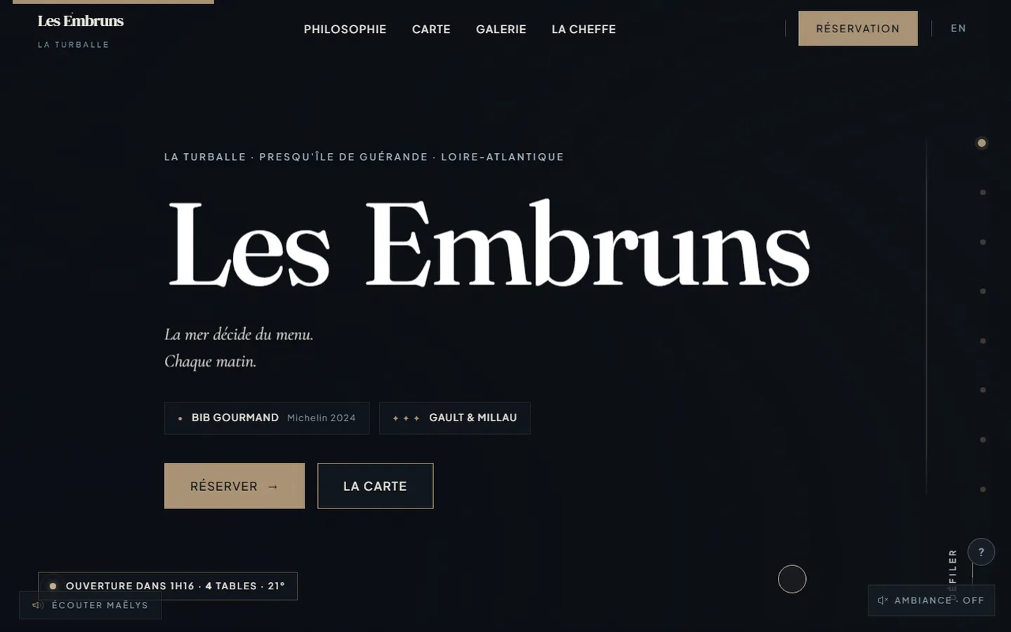 Aperçu du concept Restaurant Les Embruns — Gastronomique · La Turballe (44)