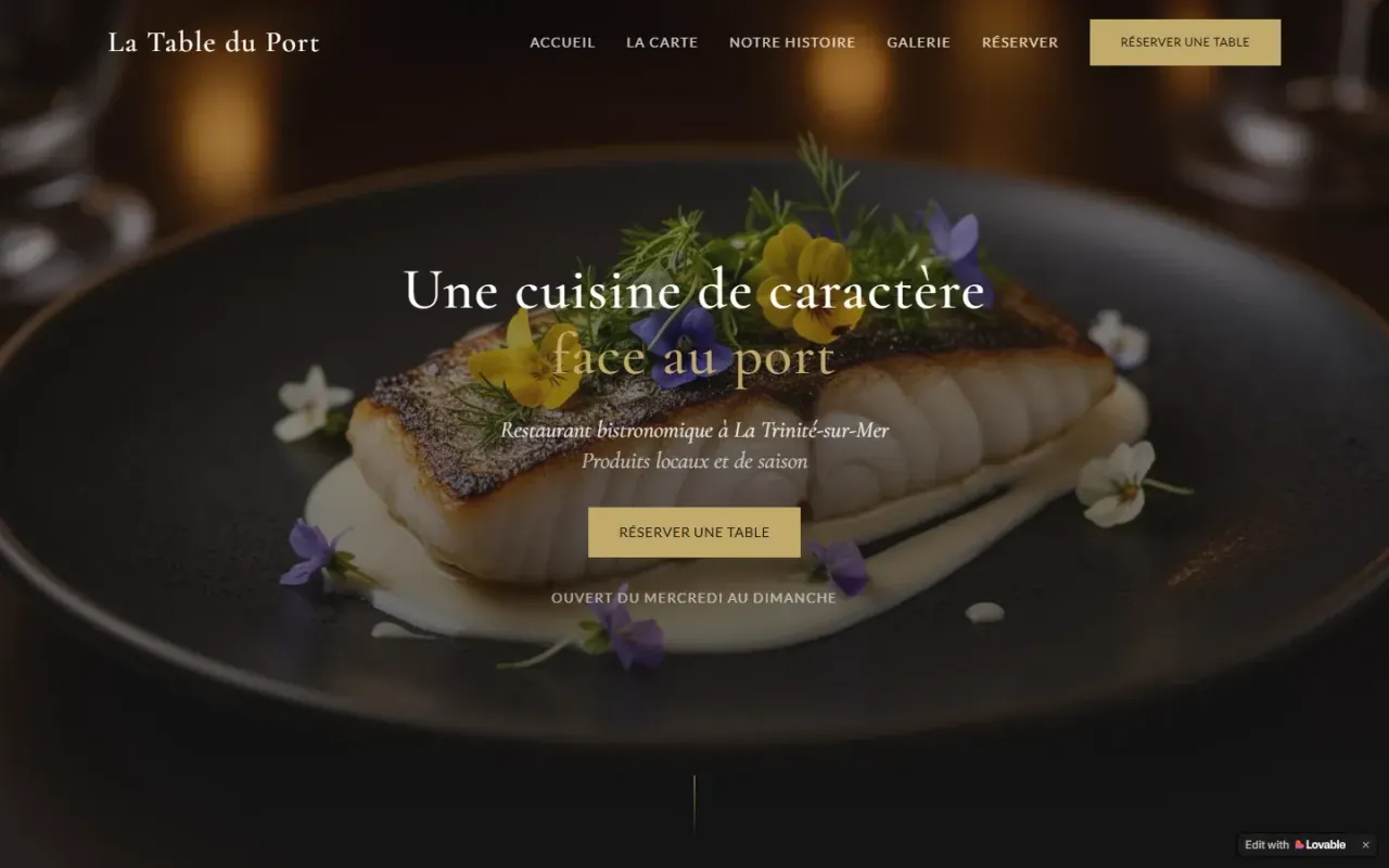 La Table du Port, capture hero photo culinaire bistronomique